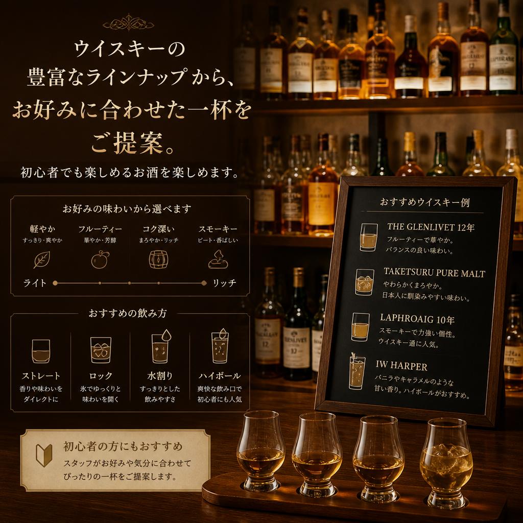 ウイスキー初心者にも優しいメニュー