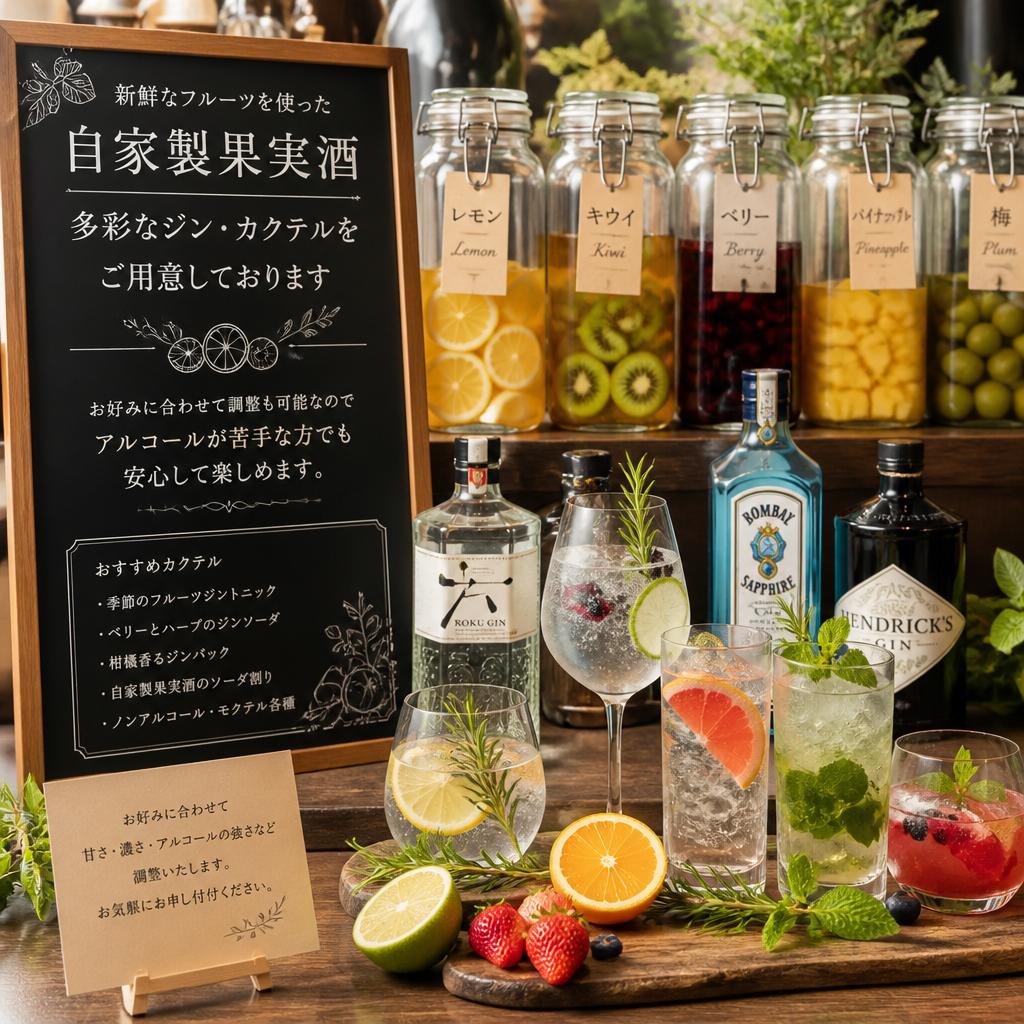 自家製果実酒とジン・カクテル